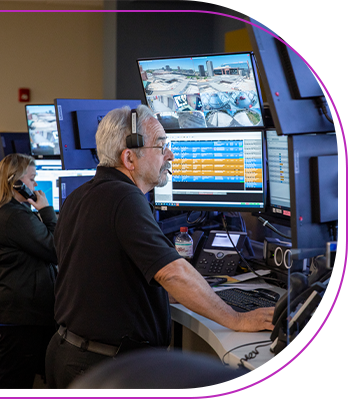 Children's Mercy staff in front of multiple screens as they work in the Patient Progression Hub.