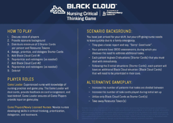 Instructions for the Black Cloud Game™, including How to Play, Player Roles, Scenario Background and Alternative Gameplay.