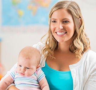 Woman holding baby