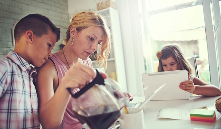 Mom pouring coffee